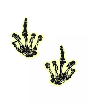 Fuck You Glow In The Dark Skeleton Hand Nipple Cover Pasties