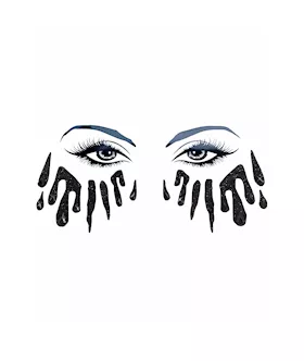 Bloody Awesome Black Glitter Tears Face Sticker