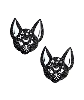 Black Malice Glitter Weird Cat Nipztix Pasties