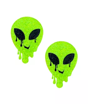 Super Sparkle Lemon Lime Blacklight Glitter Melty Alien Nipple Cover Pasties