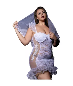 Queen Size Sexy Wedding Dress With Veil Costume