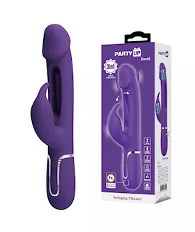 Party Up David Swinging Rabbit Vibrator with Flicking Arm