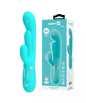 Party Up Andy Multi Function Rabbit Vibrator with Flicking and Thumping Tip