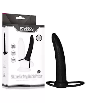 Anal Indulgence Collection Silicone Fantasy Double Prober Anal Dong  Cock Ring