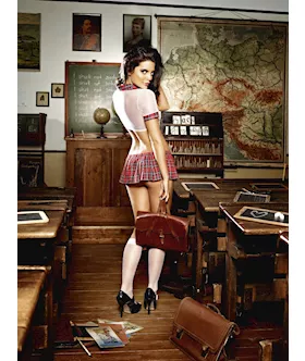 School Girl Set With Sheer Lace Top