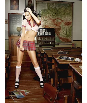 School Girl Set With Sheer Lace Top