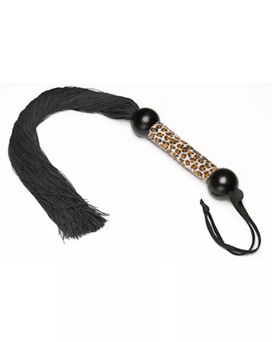 Large 22 Inch Cheetah Animal Print Handle Black Rubber Whip