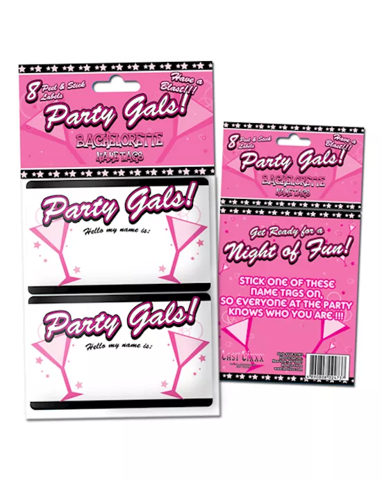 8 Party Gals Name Tag Stickers