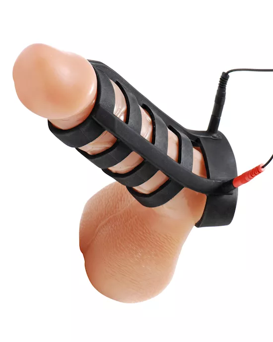 Power Cage Silicone E-stim Cock And Ball Sheath
