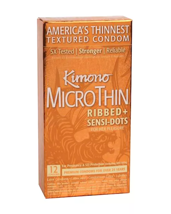 Kimono Microthin Ribbed And Sensi-dots - 12 Pack