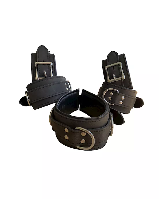 Bound X 5 Piece Nubuck Leather Cuff And Collar Set