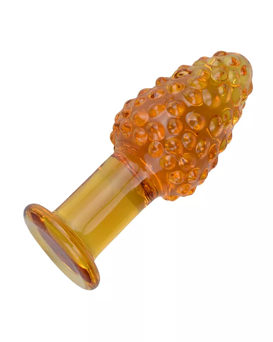 Bubbled Gold Glass Butt Plug 
