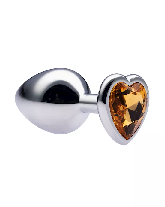 Kink Range Alloy Love Heart Gemmed Butt Plug - 3.2 Inch