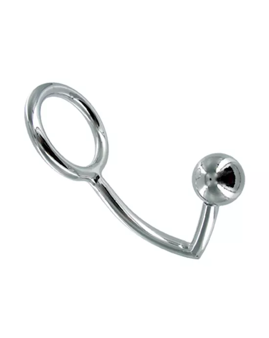 Chrome Plated Anal Ball With Cock Ring