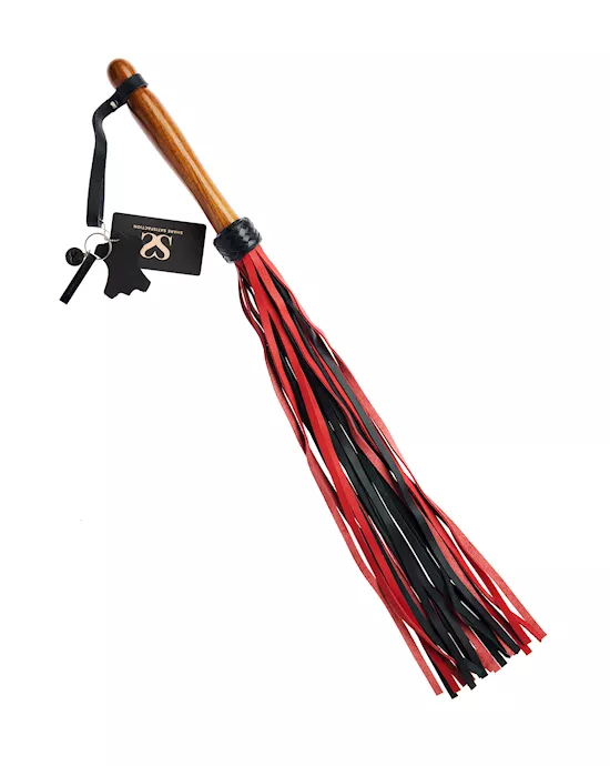 Bound X Calf Leather Flogger With Wooden Handle