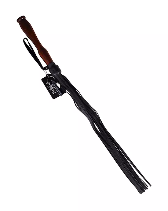 Bound X Nubuck Leather Flogger With Dark Wooden Handle
