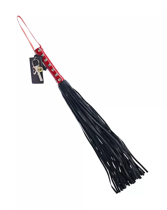 Bound X Leather Flogger With Patent Handle