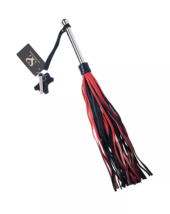 Bound X Calfskin Flogger With Spiral Metal Handle