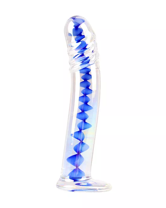 Lucent Blue Line Glass Dildo