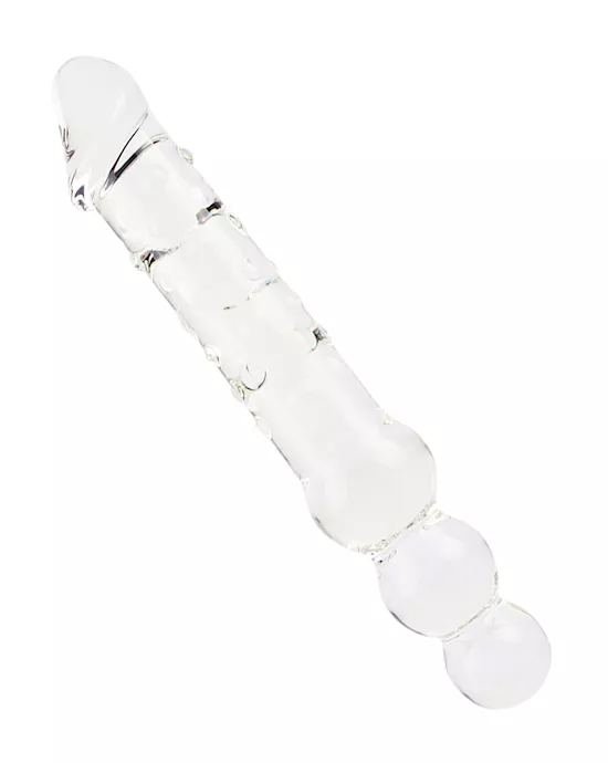 Lucent Beaded Handle Glass Dildo