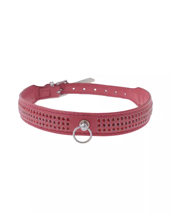 Bound X Pink Collar With Red Rhinestones