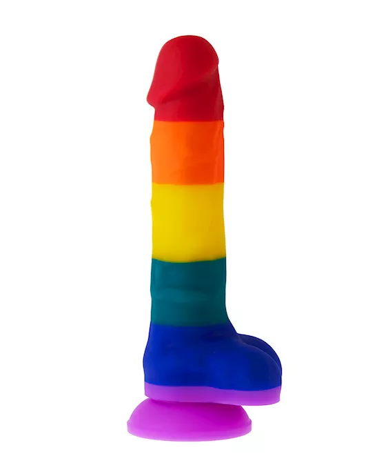 Nood Colours Rainbow Silicone Dildo With Balls