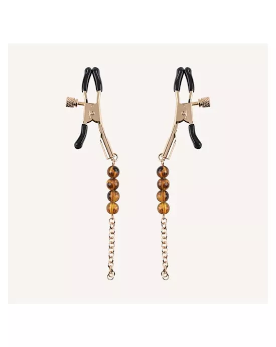 Amber Beaded Nipple Clamps