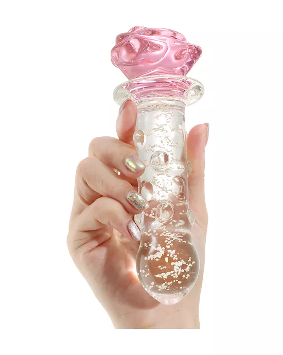 Lucent Glow In The Dark Dotted Rose Glass Massager