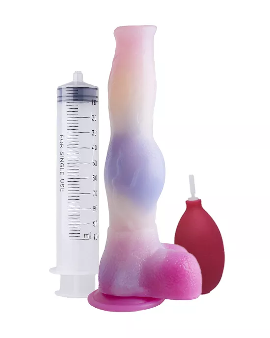 Wild Brawny Colt Knotted Squirting Fantasy Dildo With Balls