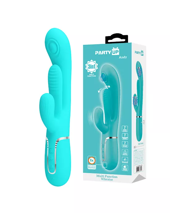 Party Up Andy Multi Function Rabbit Vibrator With Flicking And Thumping Tip