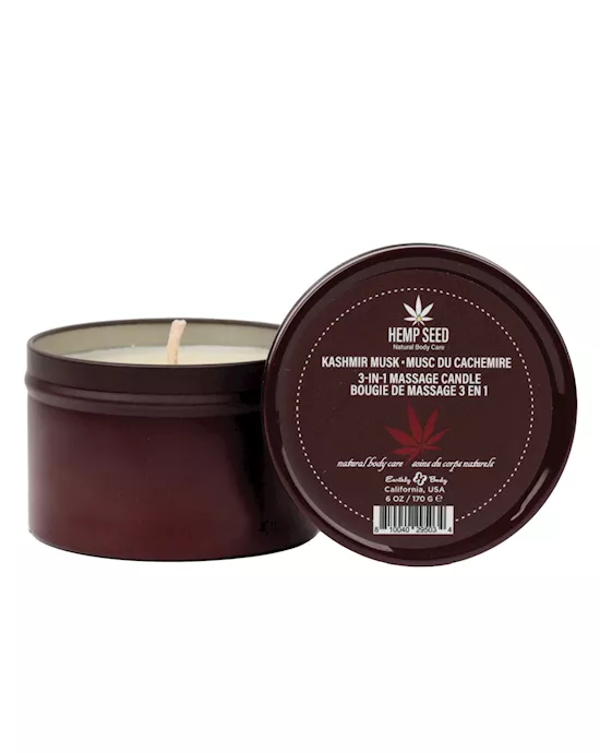Hemp Seed 3-in-1 Massage Candle Kashmir Musk Brandy, Magnolia & Vanilla Musk