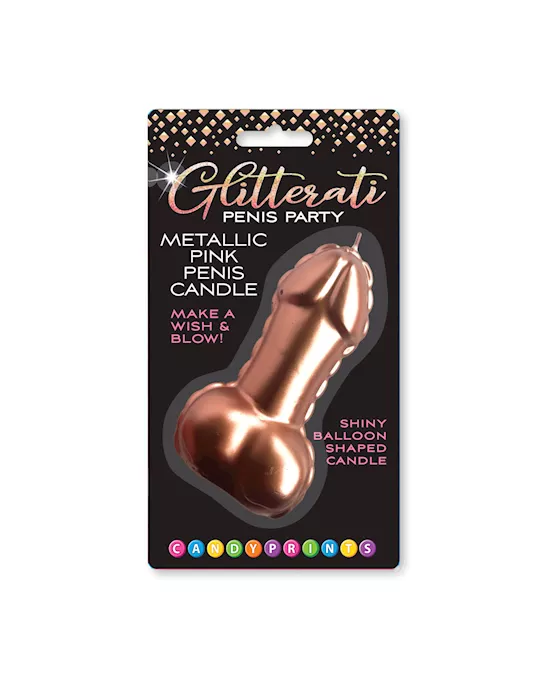 Glitterati Metallic Rose Gold Penis Candle