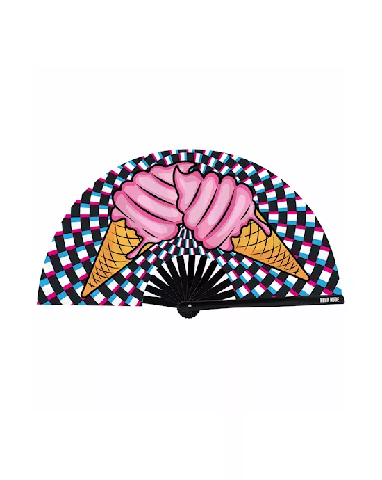 Ice Cream You Scream Super Blacklight Reactive Folding Fan