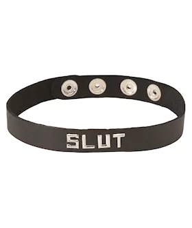 Leather Id Imprinted Collar Slut