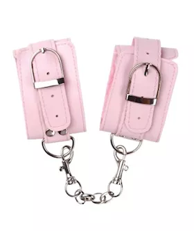 Grrl Toyz Pink Plush Wrist Cuffs With Chain