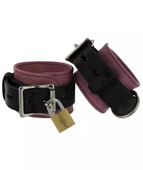 Strict Leather Pink And Black Deluxe Locking Cuffs