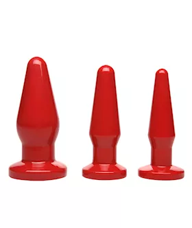 Red Anal Plugs 3 Piece Kit