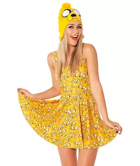 Adventure Time Jake Scoop Neck Summer Skater Dress