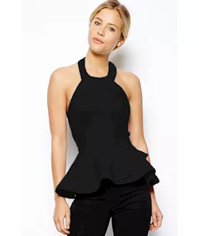 Black Bodice Peplum Top