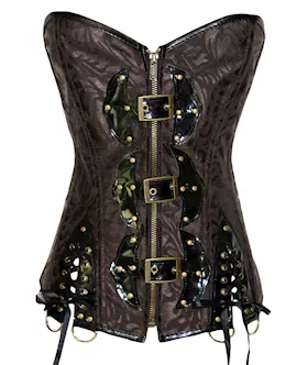 Black Brown Steampunk Corset With Bottom