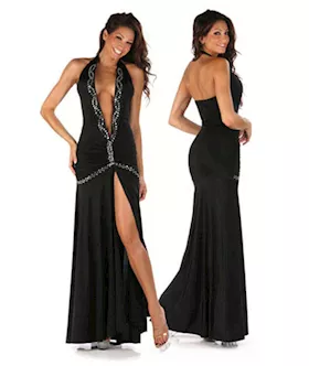 Black Evening Gown With Rhinestones