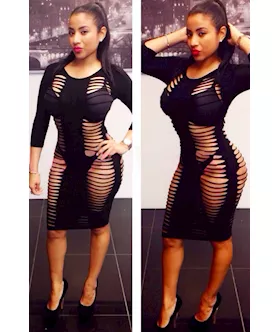 Black Herringbone Cutout Sultry Midi Dress