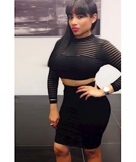 Black Mesh Stripes Sexy Skirt Set