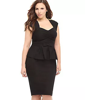 Black Ruched Peplum Dress With Bow