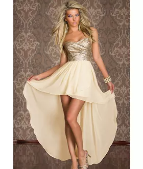 Charming Boulevard Sequined Long Dress Beige
