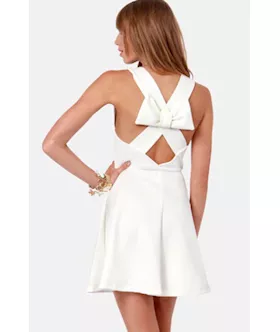 Cocktail Go With The Bow White Dress
