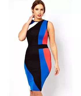 Color Block Midi Bodycon Dress