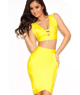 Crisscross Cutout Bandage Skirt Set