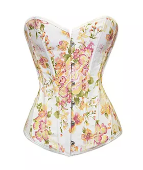 Delightful Tulip Flock Boned Denim Corset