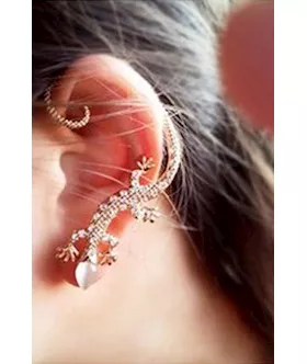 Golden Punk Diamond-studded Lizard Ear Clip